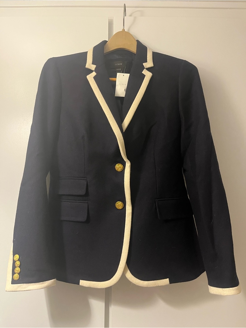 J. Crew Navy Blazer with Cream Trim and Gold Buttons